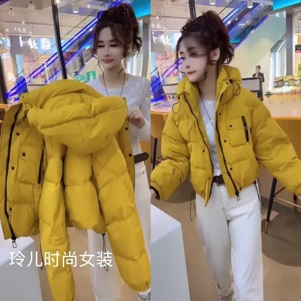 时尚冬季高品质欧货短款石墨烯云百搭洋气好看连帽款棉衣百搭