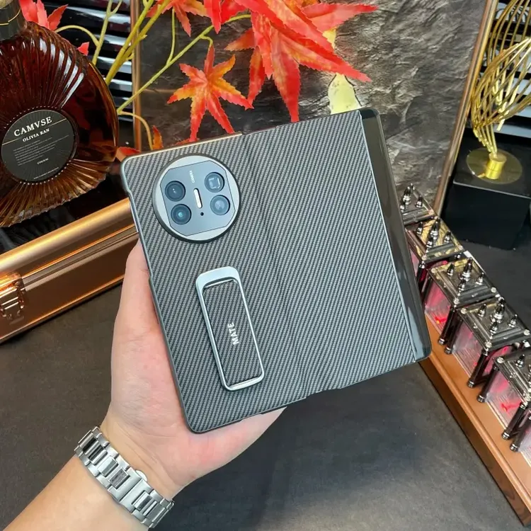 适用华为MateX6/X5/X3典藏版折叠屏手机壳碳纤纹纹理翻盖皮套