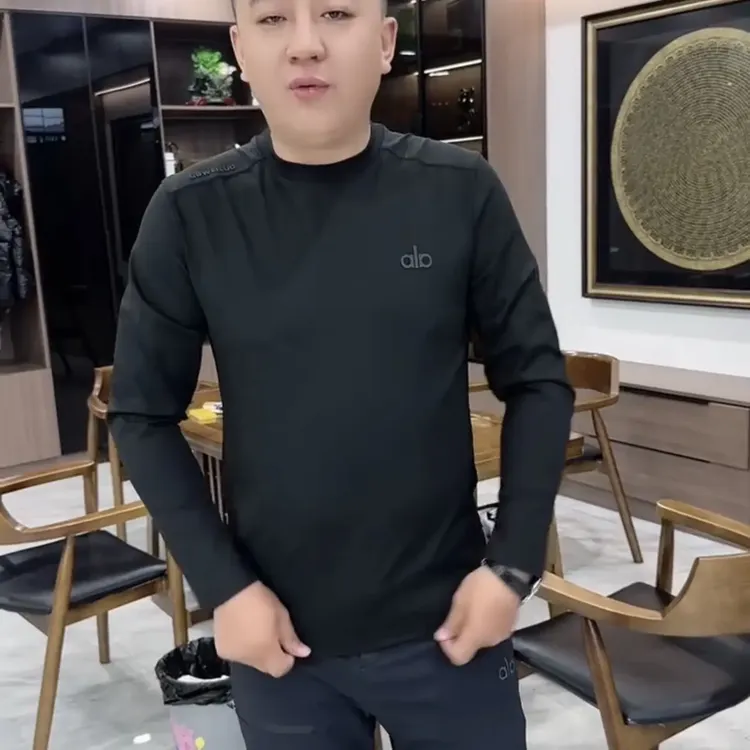 秋冬新款加绒长袖圆领内搭卫衣修身显瘦百搭户外风格长袖T血男