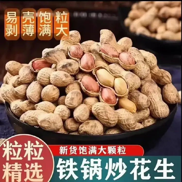 【买一斤送一斤】农家柴火炒花生铁锅炒原味带壳熟花生休闲零食坚果
