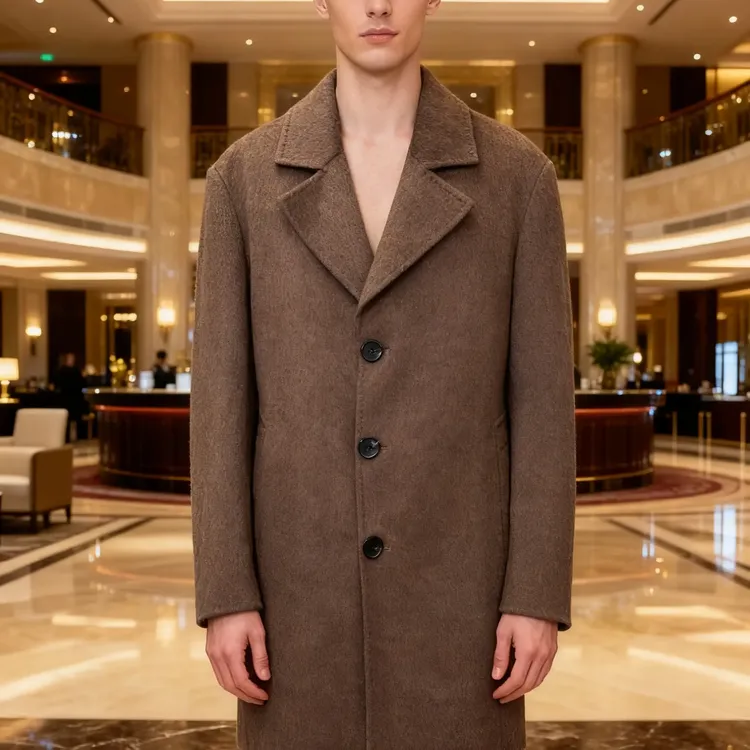 男士毛大衣剪标无品牌服装休闲双面呢修身