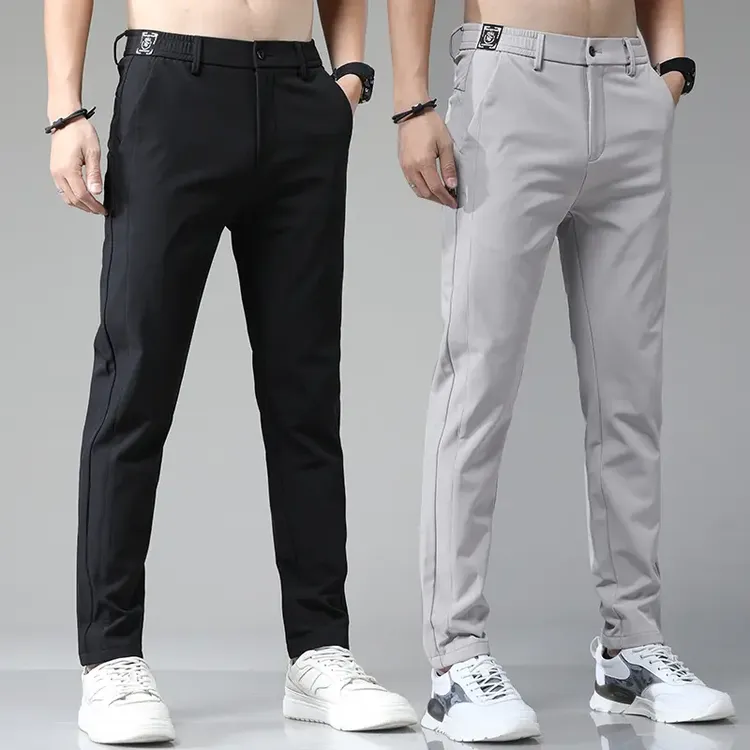 夏季超薄款冰丝休闲裤男速干西裤韩版潮流直筒宽松时尚百搭长裤子