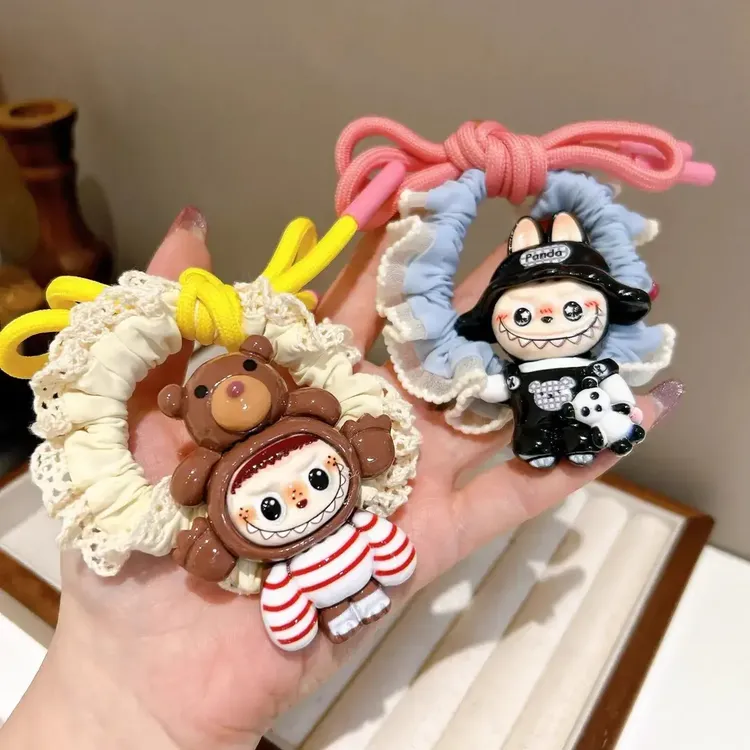 可爱拉布布labubu卡通高弹力发圈小肠圈马尾发绳头绳发饰韩国皮筋