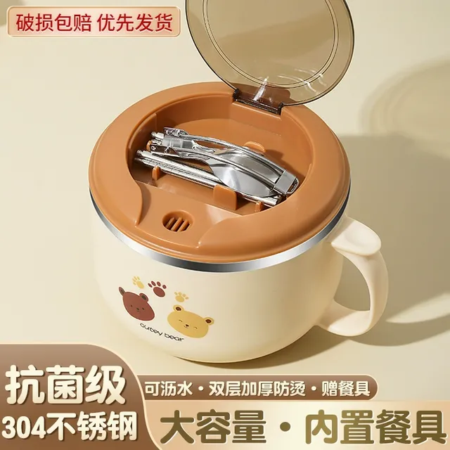 304不锈钢保温饭盒上班族食堂打饭碗学生专用带盖饭盆大容量饭缸