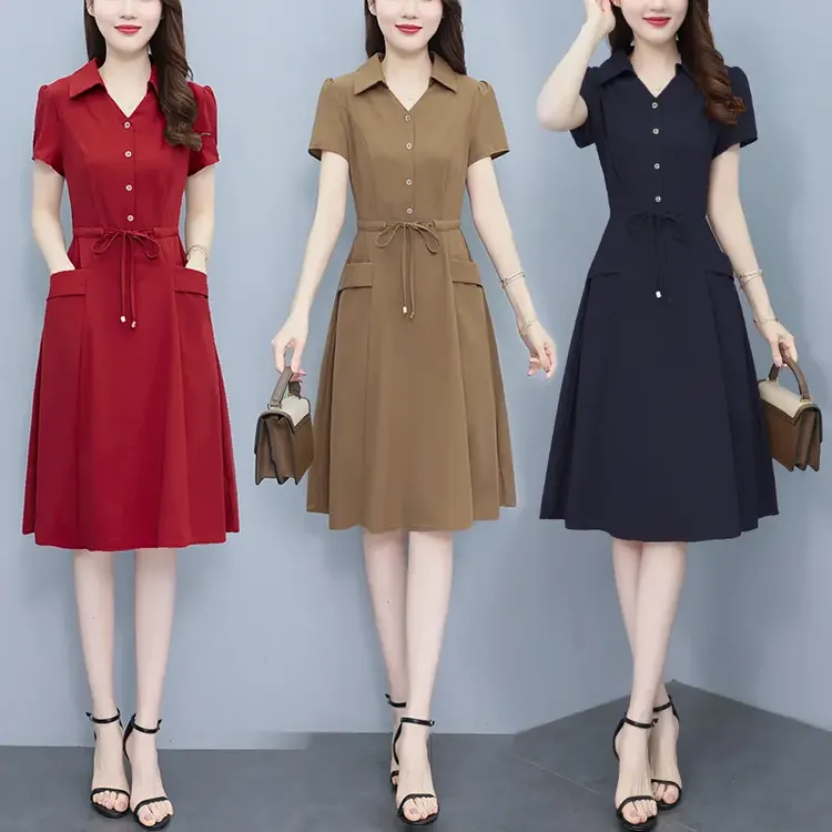 【气质连衣裙】2025夏季新款时尚修身显瘦休闲连衣裙减龄收腰有口袋