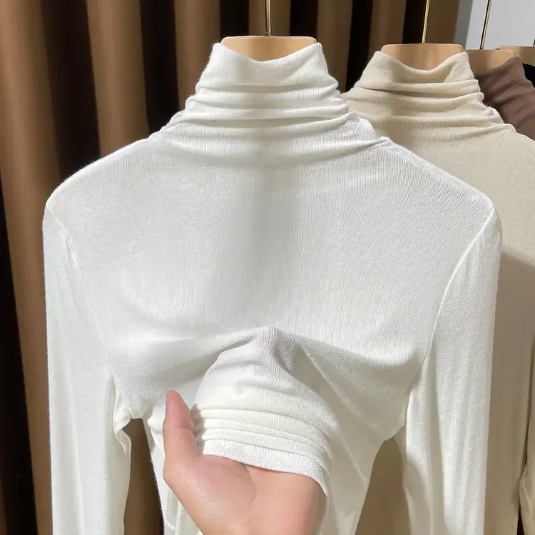 秋冬高领叠穿莫代尔打底衫女2025新款长袖内搭薄款气质小衫上衣潮