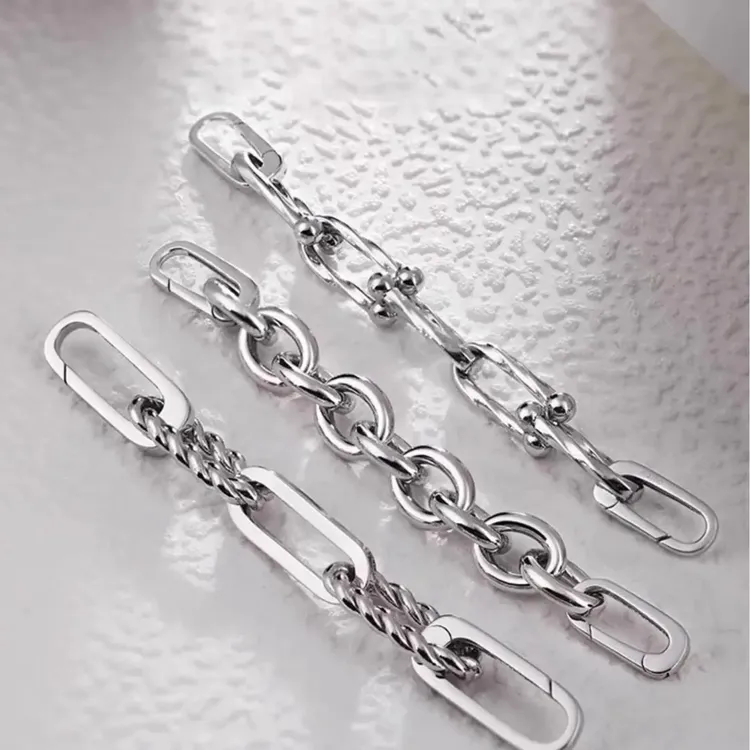 马蹄扣延长链项链珠串麻花加长链隐形双开万能扣头时尚DIY配饰