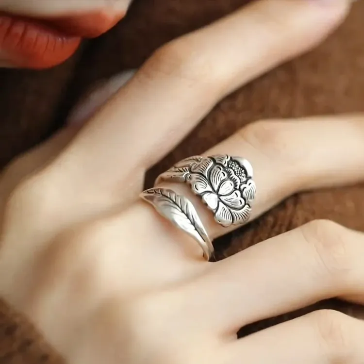 【国色芳华牡丹戒指】新中式高级气质女百搭男女指环