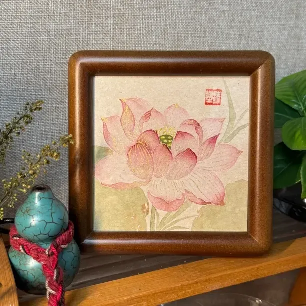 荷花创意摆台装饰画摆件