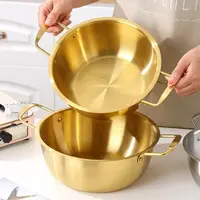 超级福利】金色不锈钢汤锅家钾肥用煮面锅礼品双耳小汤锅肥料电煮1