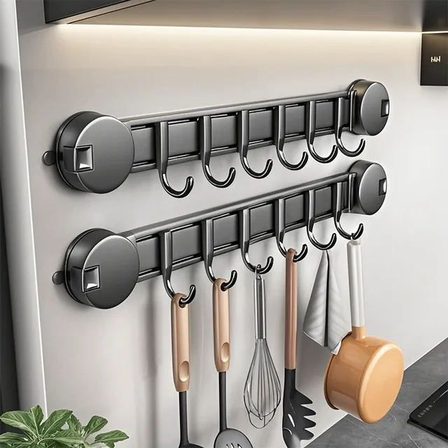 厨房置物架吸盘挂钩勺子铲子挂架免打孔家用壁挂式挂杆锅铲收纳架