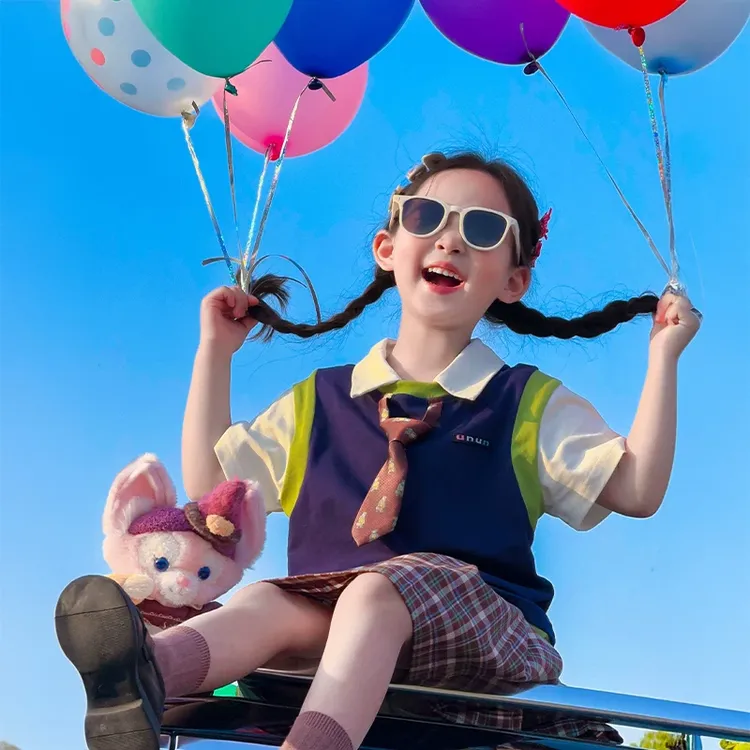 学院风女童jk套装夏2025新款女孩夏季高级感公主百褶裙夏装Polo衫