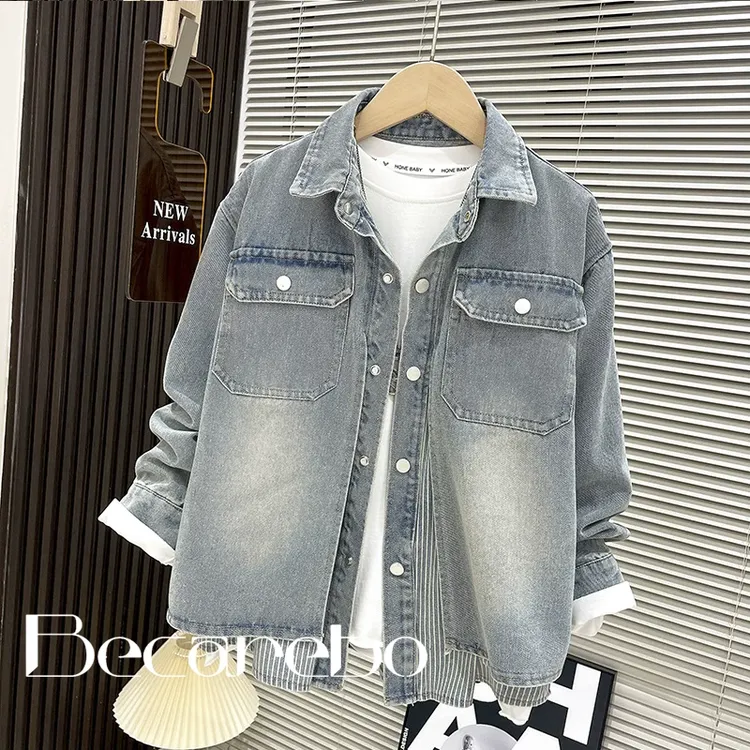 ABC儿童装男童春装牛仔外套2025新款中大童青少年春秋款男孩春季