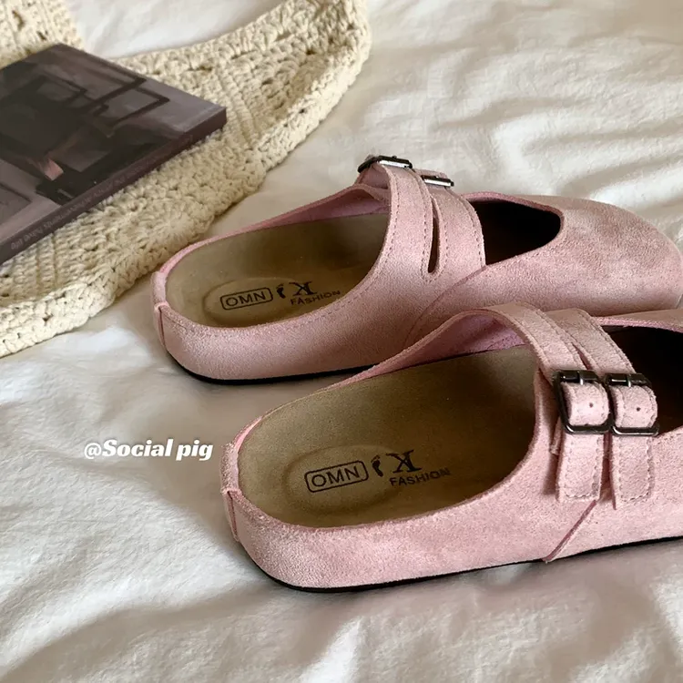 出门一脚蹬~小众镂空透气包头半拖鞋女夏外穿一脚蹬勃肯凉拖鞋女