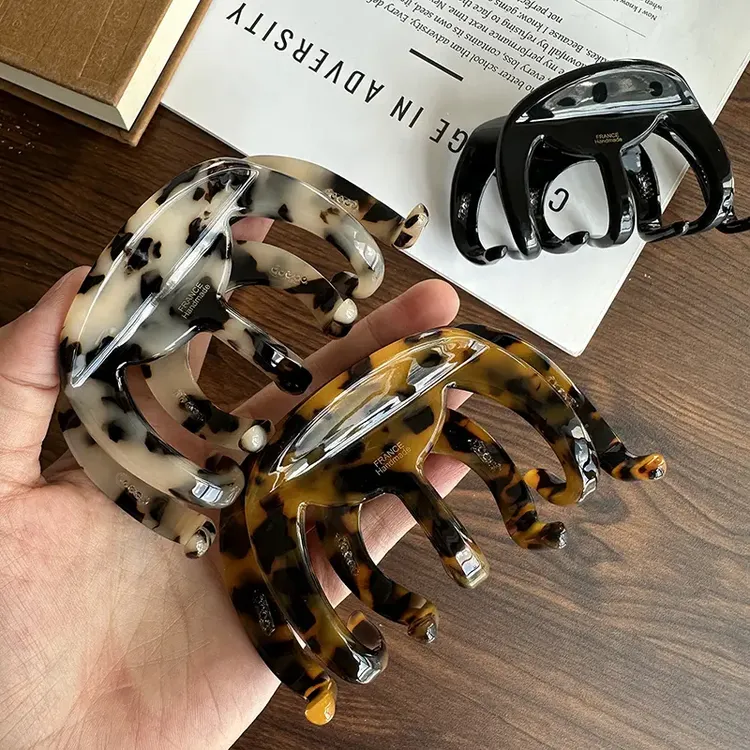 法式加厚款经典色醋酸大章鱼抓夹盘发竖夹发抓后脑勺高级感鲨鱼夹