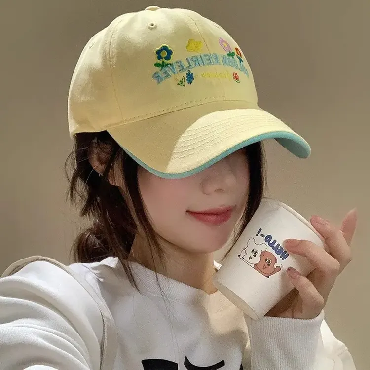 Chic Know日本设计师联名款花朵刺绣鸭舌帽防晒遮美式刺硬顶刺绣