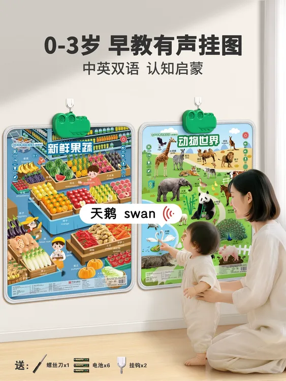 宝宝有声早教挂图认知启蒙婴幼儿童点读发声书玩具学习墙贴学说话