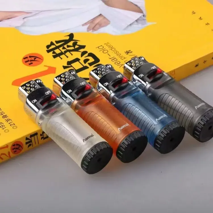 新款砂轮明火打火机定火锁火悬浮飘火透明大气箱耐用充气款打火机商品图