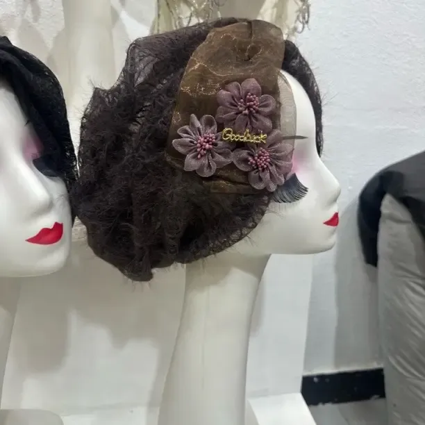 包头帽秋季蕾丝圆顶春季夏季帽子编织秋冬甜美网红