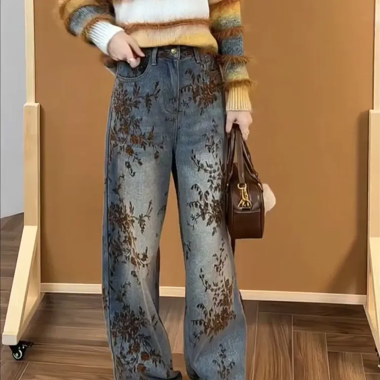 简约百搭圆领长袖花边针织衫女秋季宽松显瘦洋气上衣