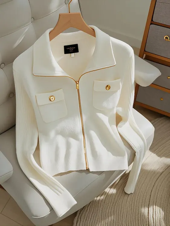 2025秋季新款chic上衣轻职场高端洋气独特别致小众修身针织开衫女