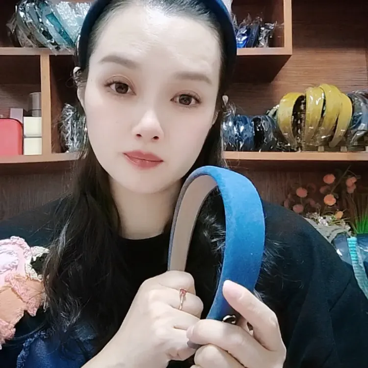 日韩女网红少女风宽边饰品简约甜美发箍百搭蓝色法式