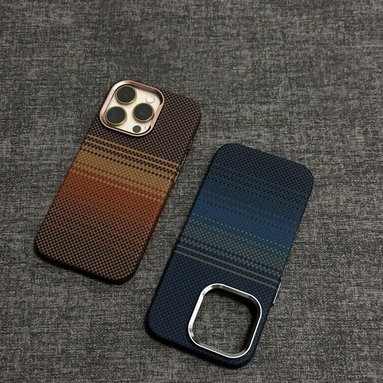 LUXO日落月升适用苹果16promax凯夫拉纹手机壳iPhone15磁吸充电