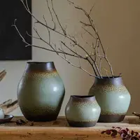 【七呀】陶瓷花瓶摆件客厅插花禅意复古粗陶罐花器侘寂风家居装饰品
