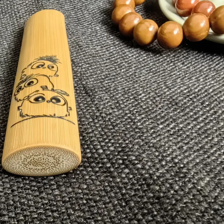 实心竹天然小扁料雕刻三小只