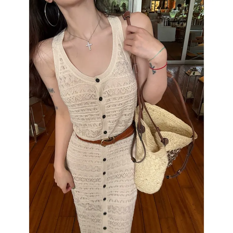 【QIUROUYAO邱肉瑶】波嬉时代*重工浮雕肌理修身连衣长裙