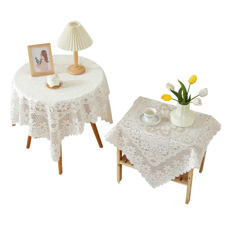 法式复古茶几餐桌桌布轻奢高级感白色蕾丝桌布ins风床头柜盖布