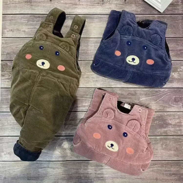 特厚加绒加棉高端洋气时尚宝宝冬季外穿背带棉裤适合0 - 3岁婴儿