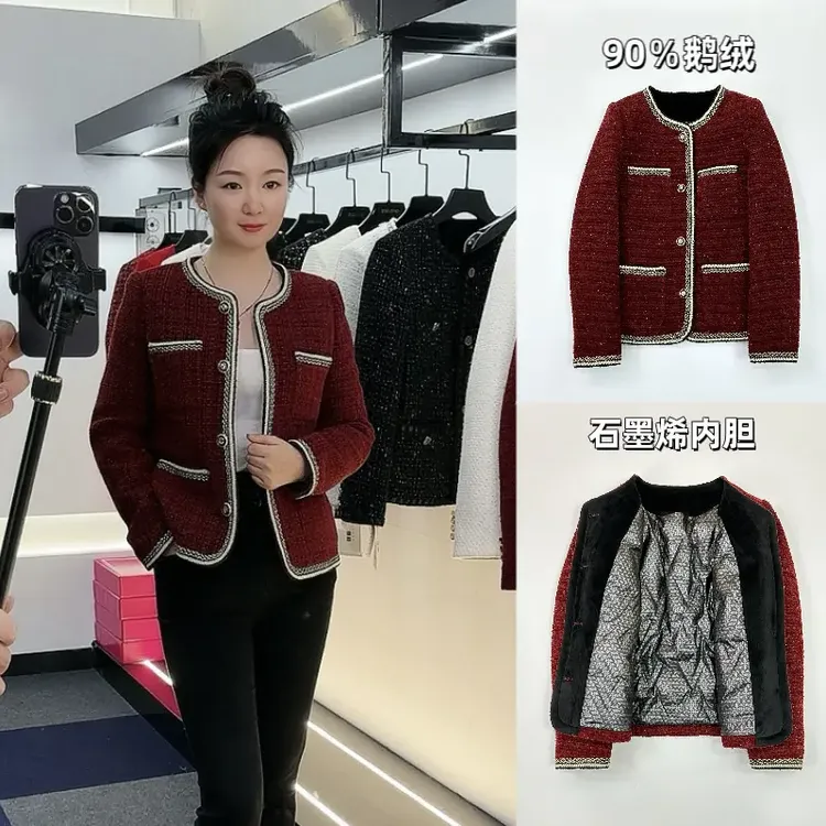 90鹅绒〖冬季战袍〗秋冬酒红女外套气质显瘦短款修身百搭鹅绒服