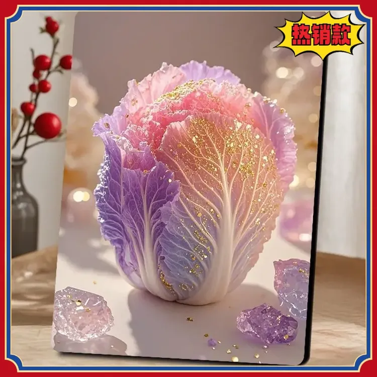 唯美七彩白菜百财进门好寓意摆台新年家用装饰客厅电视柜摆件A107