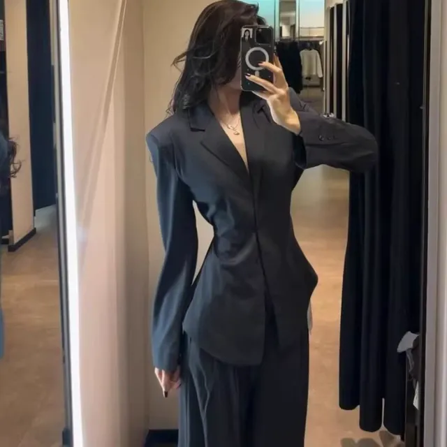 高级感西装套装女春季新款气质轻奢收腰西服外套显瘦阔腿裤两件套