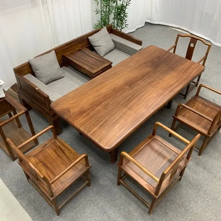 胡桃木实木大板桌适用于茶空间可作茶桌办公桌会议桌