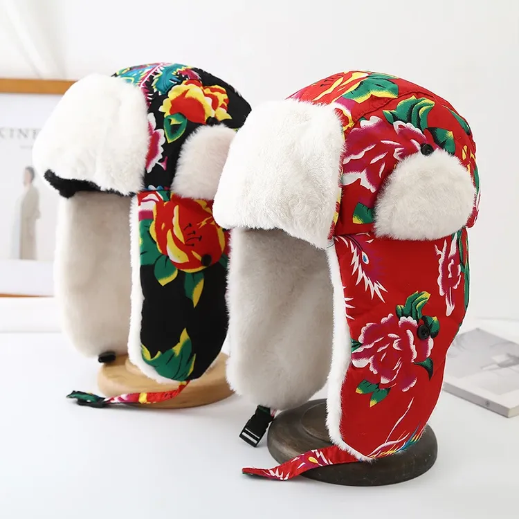 复古雷锋帽秋冬民族风保暖棉帽无檐圆顶网红款男女通用出游帽单件