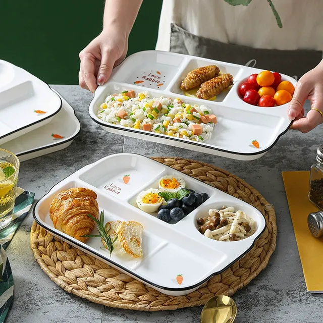 分格餐盘大人减肥专用减肥餐盘减脂定量分餐碗陶瓷卡通儿童分隔盘