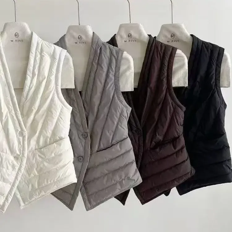 冬季新款立领简约短款女时尚气质加厚保暖白鸭绒雨雨马甲秋冬外穿