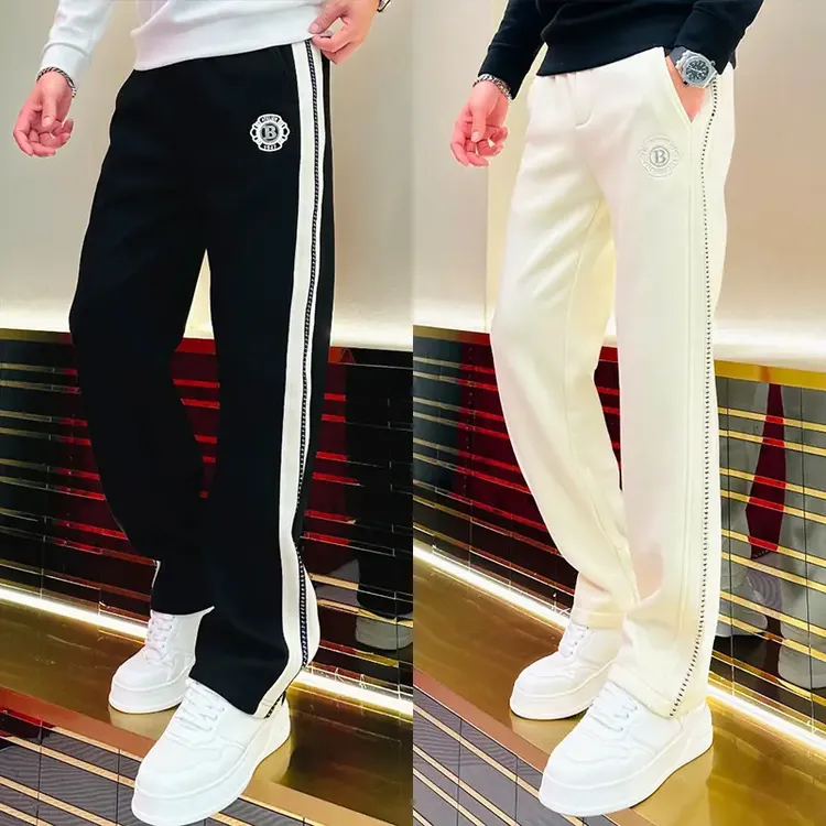 秋季新款男士男款宽松直筒裤时尚修身高品质条纹休闲男士卫裤
