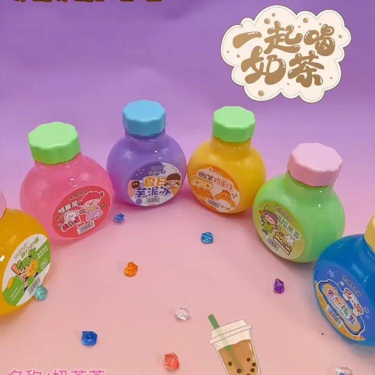 彩色沙皮胶少女心滑滑泥史莱姆奶昔假水解压玩具