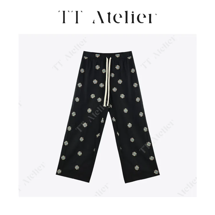 TT设计师【雨夜】夏季新时尚宽松直筒绣花九分裤休闲裤TT190070