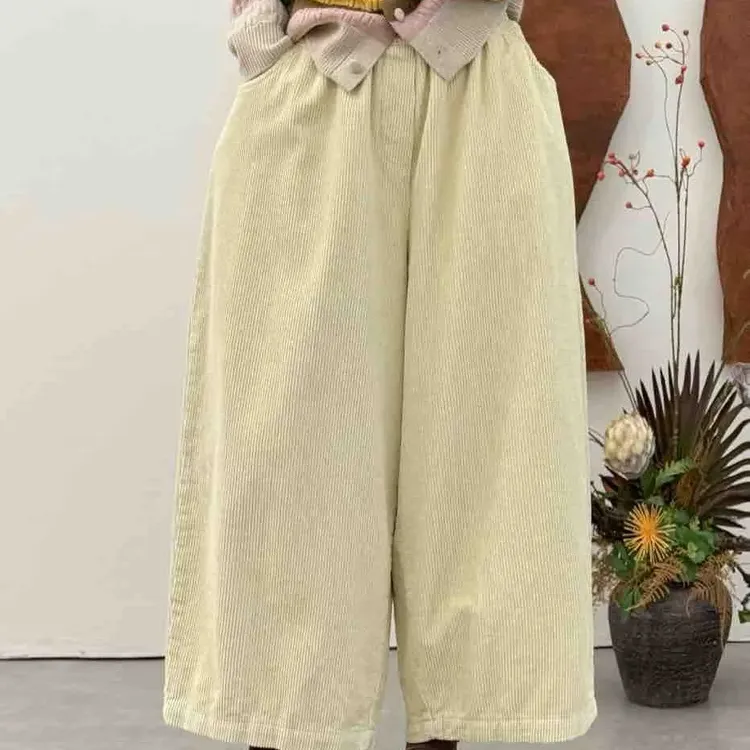 秋冬宽松显瘦百搭加绒加厚灯芯绒休闲阔腿裤
