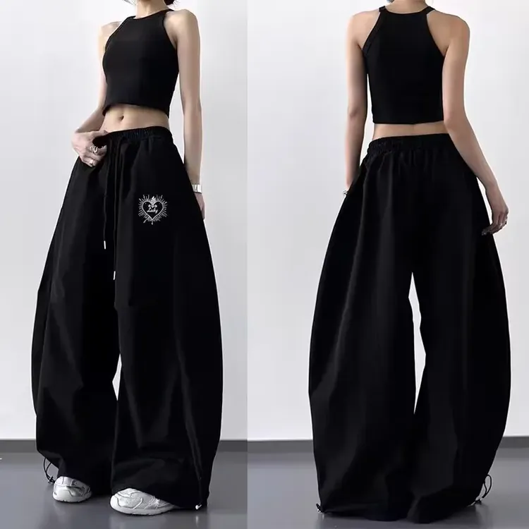 跳舞夏季jazz爵士舞裤子女嘻哈美式hiphop街舞穿搭阔腿伞兵运动裤