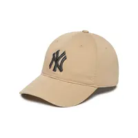 MLB NY黑标刺Logo 腈纶 鸭舌帽 CP66 男女同款情侣款 卡其色