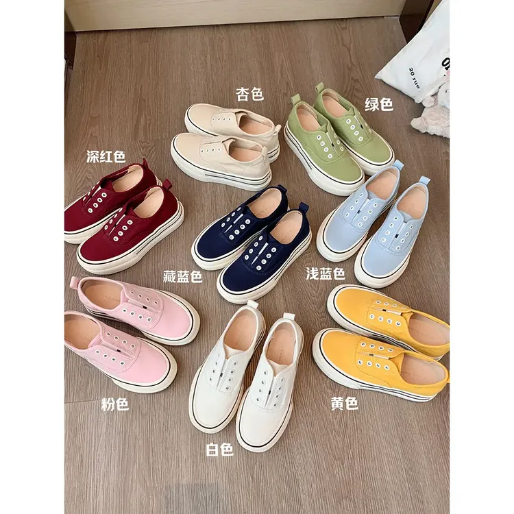 【苏茵茵sheii】隐形增高7cm～懒人一脚蹬休闲乐福鞋帆布鞋E5210007