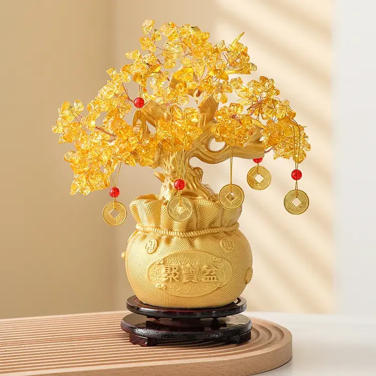 大号摇钱树黄色手工发财树家居客厅玄关电视柜酒柜开业创意礼品
