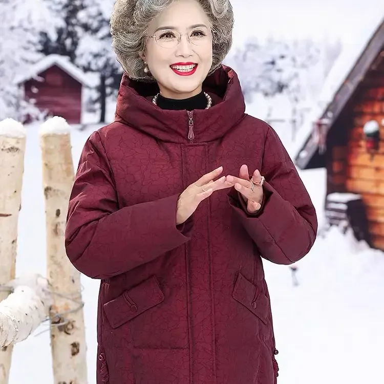 中老年冬季新款棉服女装奶奶连帽保暖棉服老太太加绒加厚拉链外套