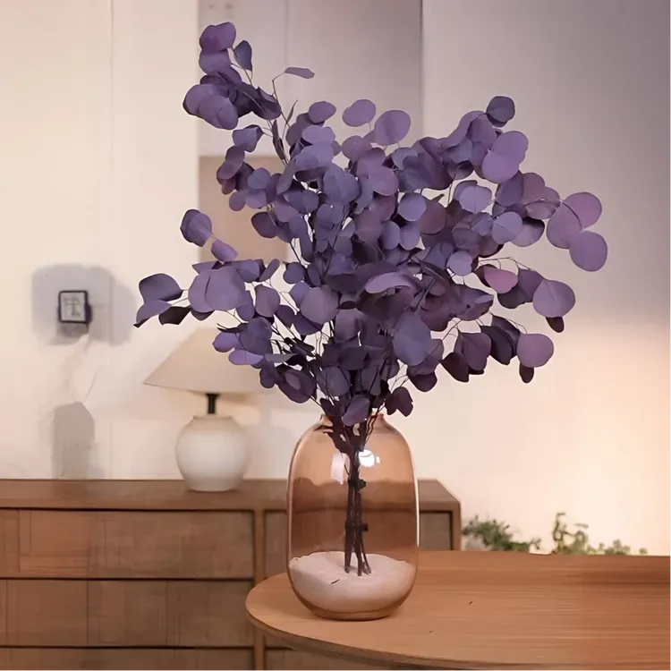 【桌面款】AAA级永生苹果尤加利叶真花调性花材紫红色鲜花