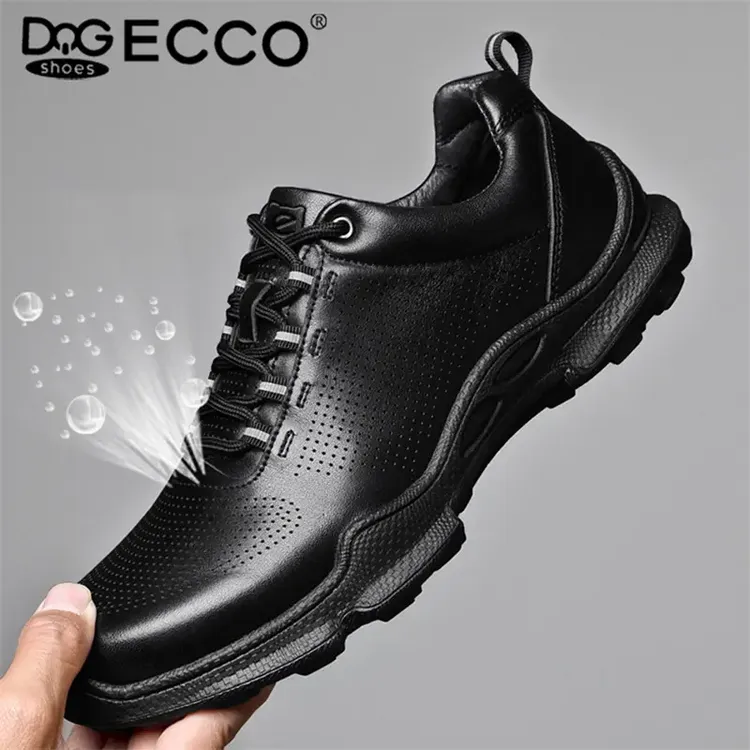 DQGECCO男鞋爱步特伦夏季皮鞋打孔鞋真皮休闲运动鞋男士冲孔透气
